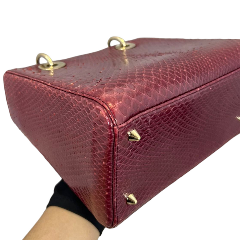 Medium Lady Dior Python Burgundy GHW