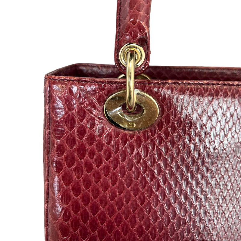 Medium Lady Dior Python Burgundy GHW