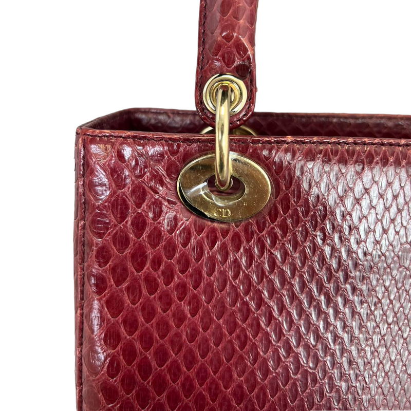 Christian Dior Medium Lady Dior Python Burgundy GHW – Bag Religion