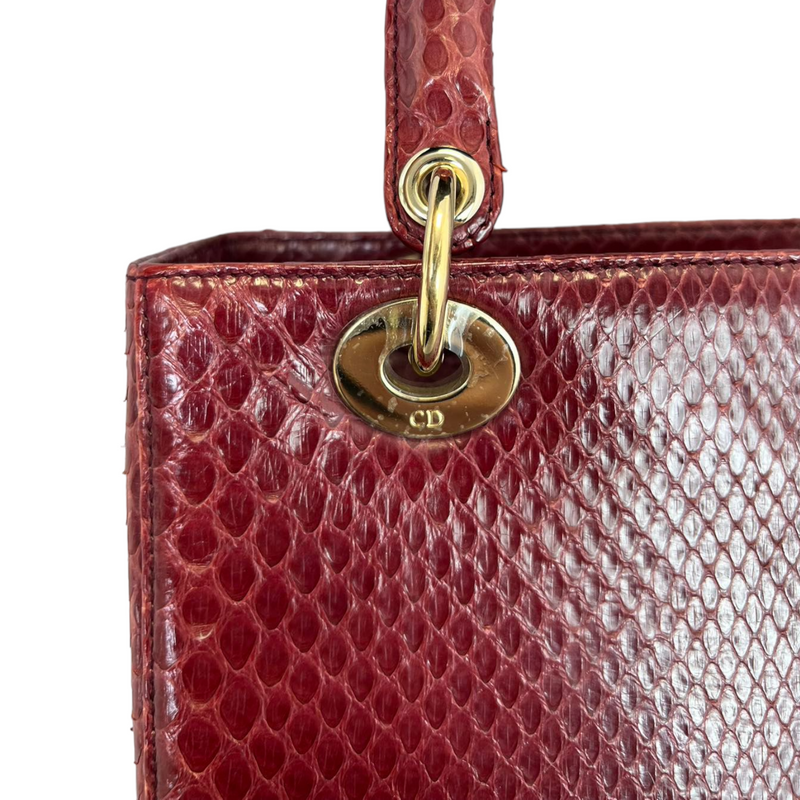 Christian Dior Medium Lady Dior Python Burgundy GHW – Bag Religion