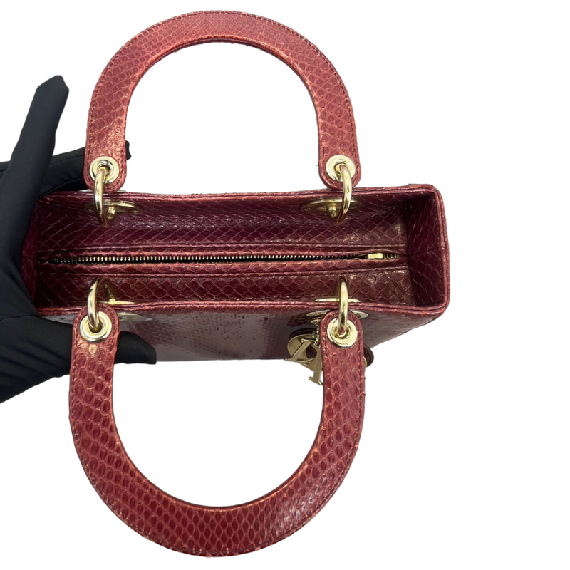 Medium Lady Dior Python Burgundy GHW