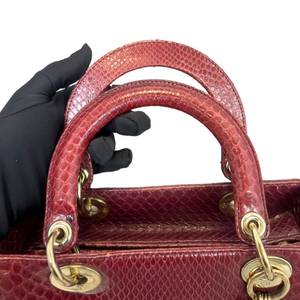 Medium Lady Dior Python Burgundy GHW