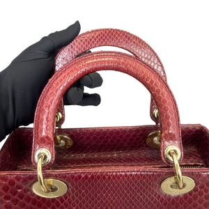 Medium Lady Dior Python Burgundy GHW