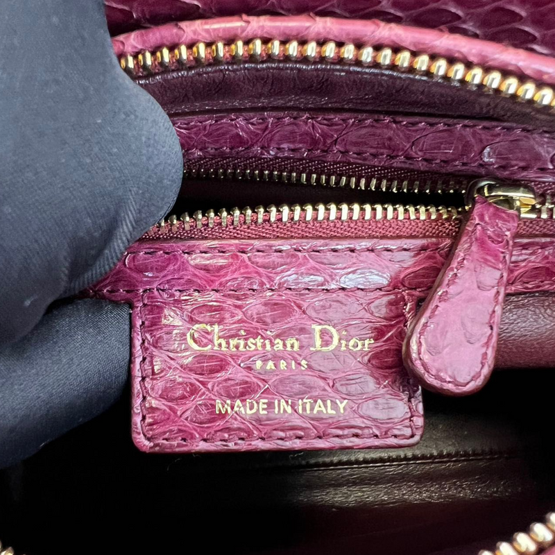 Medium Lady Dior Python Burgundy GHW