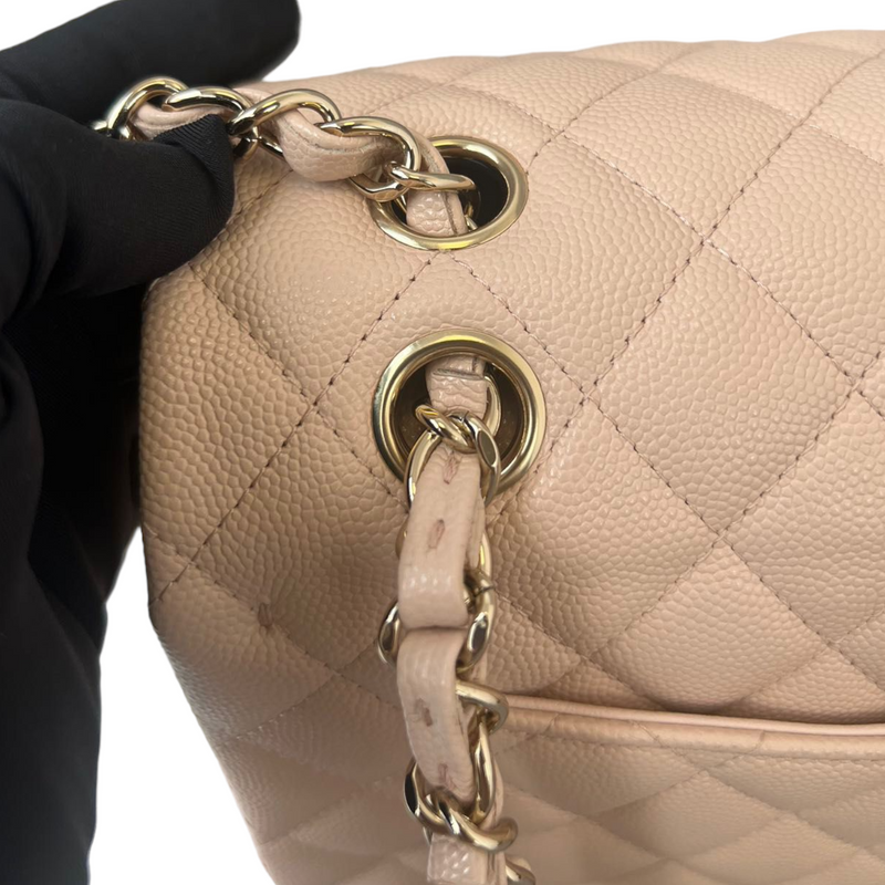 Chanel Classic Small Double Flap Beige Clair Quilted Caviar with gold  hardware