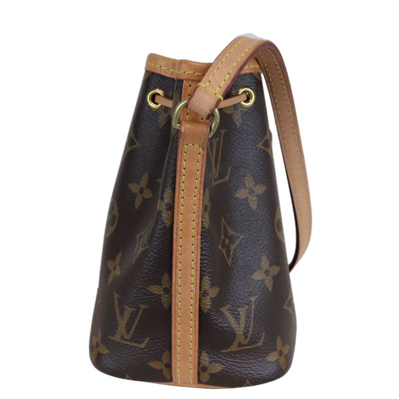 LOUIS VUITTON Cotton Calfskin Monogram Nano Bucket Bag Black | FASHIONPHILE