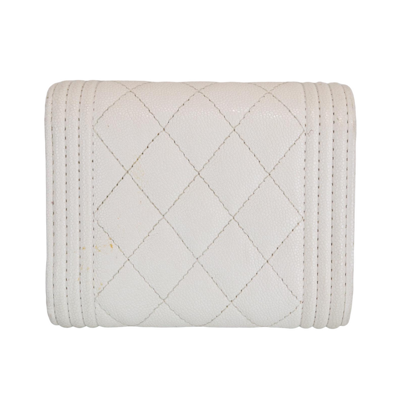 Caviar Quilted White Flap Wallet LGHW