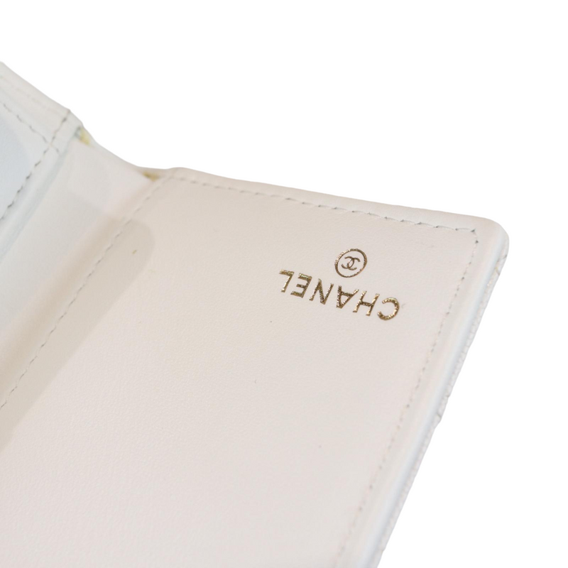 CHANEL 19 Flap Wallet Trifold Wallet Lambskin White Gold Hardware Matelasse  TGIS