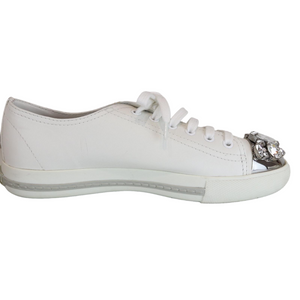 Cap Toe Leather Sneaker White Size 37.5