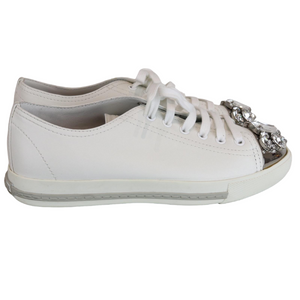 Cap Toe Leather Sneaker White Size 37.5