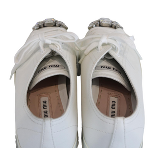 Cap Toe Leather Sneaker White Size 37.5