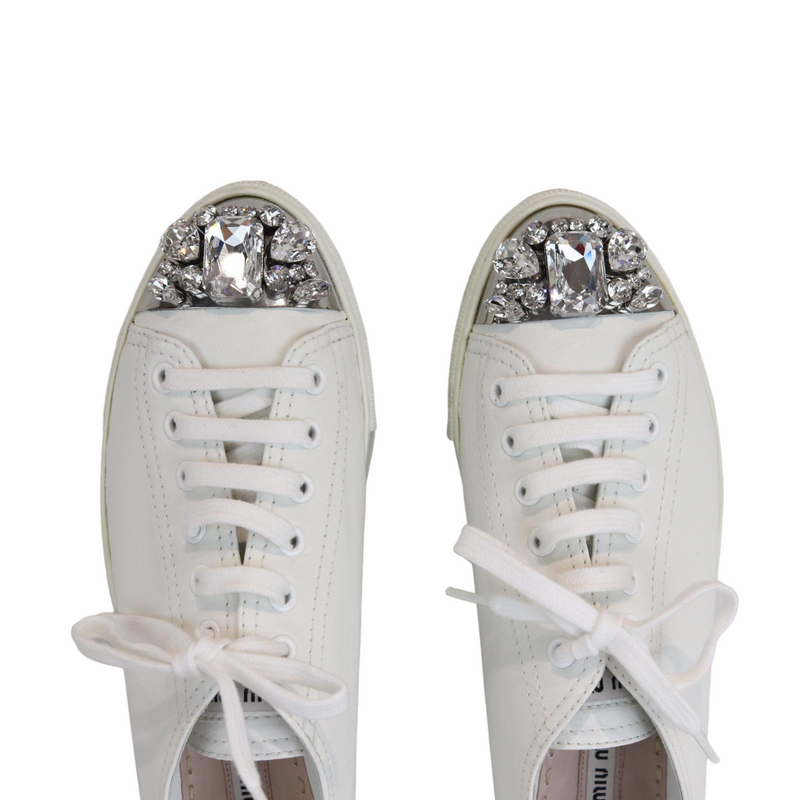 Cap Toe Leather Sneaker White Size 37.5