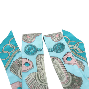 Twilly Set Silk Scarf Blue and Pink