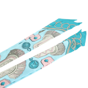 Twilly Set Silk Scarf Blue and Pink