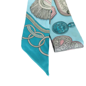 Twilly Set Silk Scarf Blue and Pink