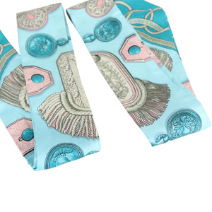 Twilly Set Silk Scarf Blue and Pink