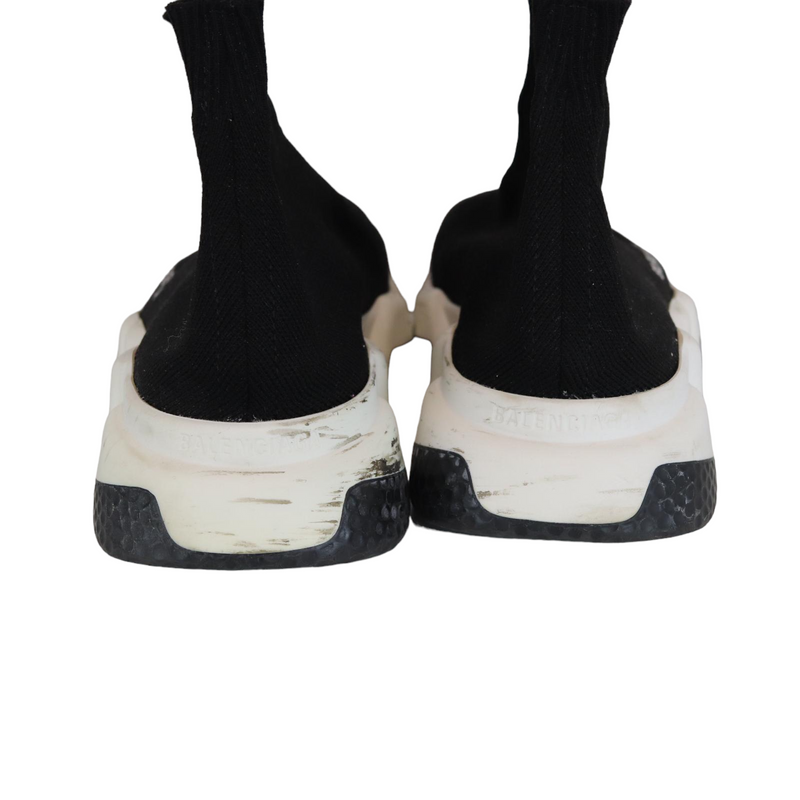Balenciaga Knit Women Speed Sneakers 37 Black White Bag Religion