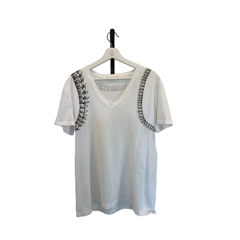 White Snake Print V-Neck T-Shirt Extra Large