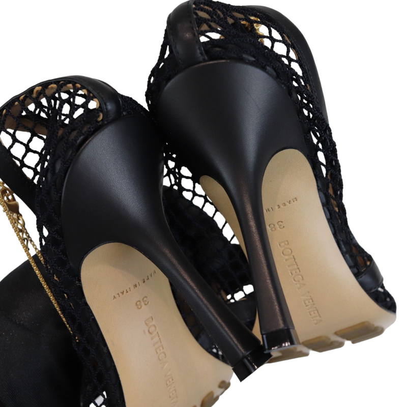 Stretch Sandal Black Heels Size 38 GHW
