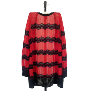 Red and Black Zig Zag Pattern Sweater Small