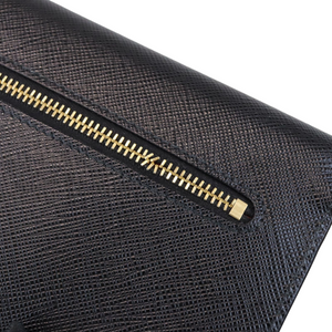 Saffiano Leather Envelope Wristlet Clutch Black