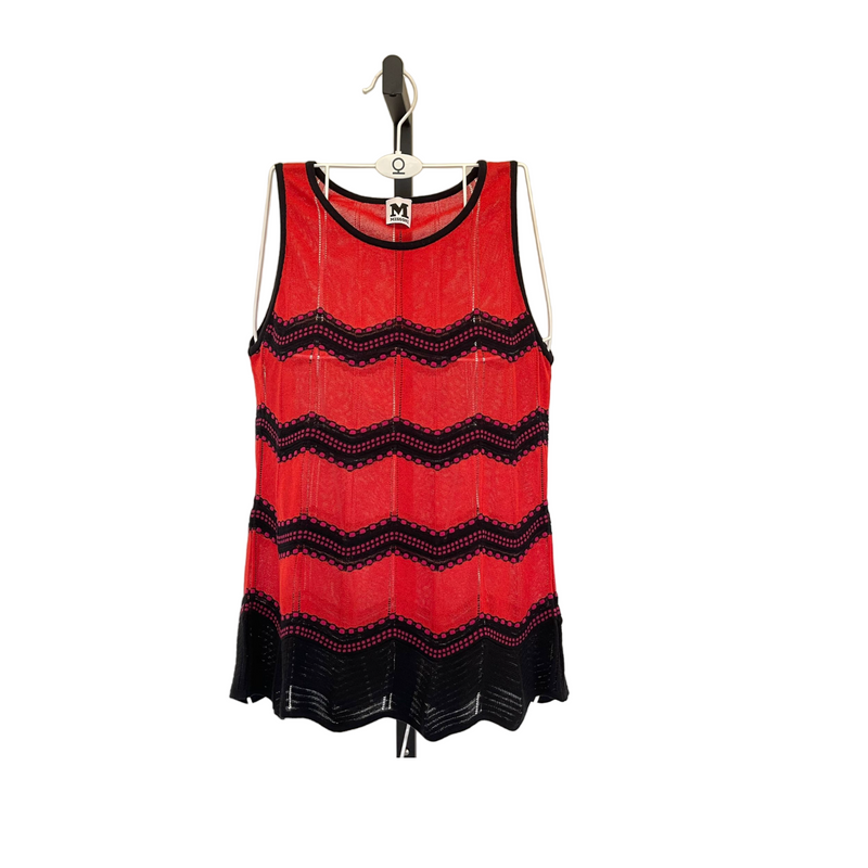 Red and Black Zig Zag Pattern Knit Tank Top Size 40