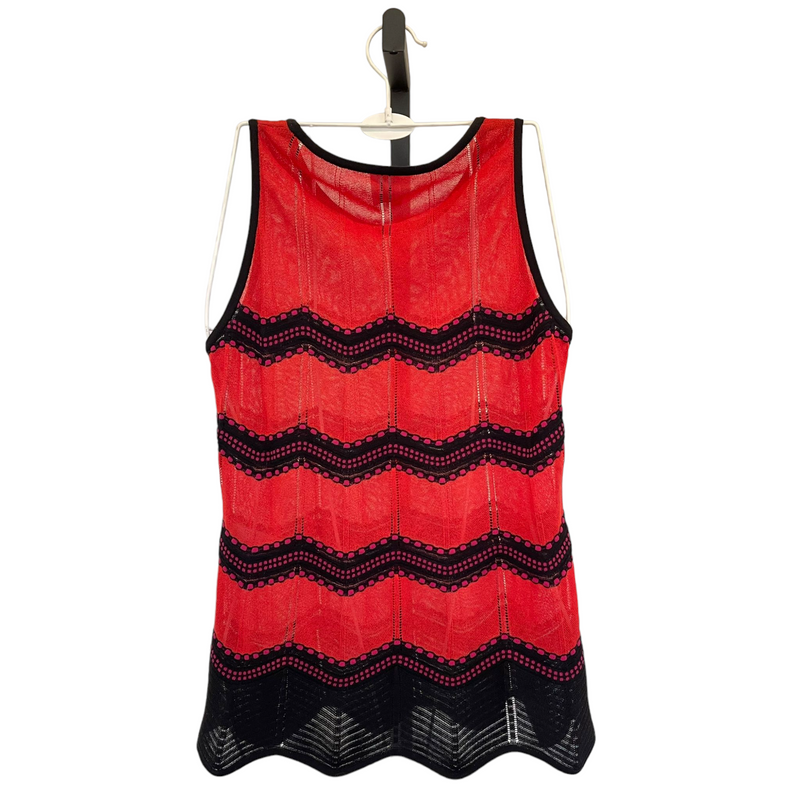 Red and Black Zig Zag Pattern Knit Tank Top Size 40