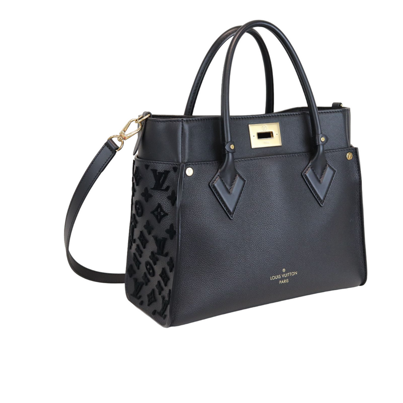 Louis Vuitton, Bags, Louis Vuitton On My Side Monogram Tufting Calfskin  Leather Black Tote