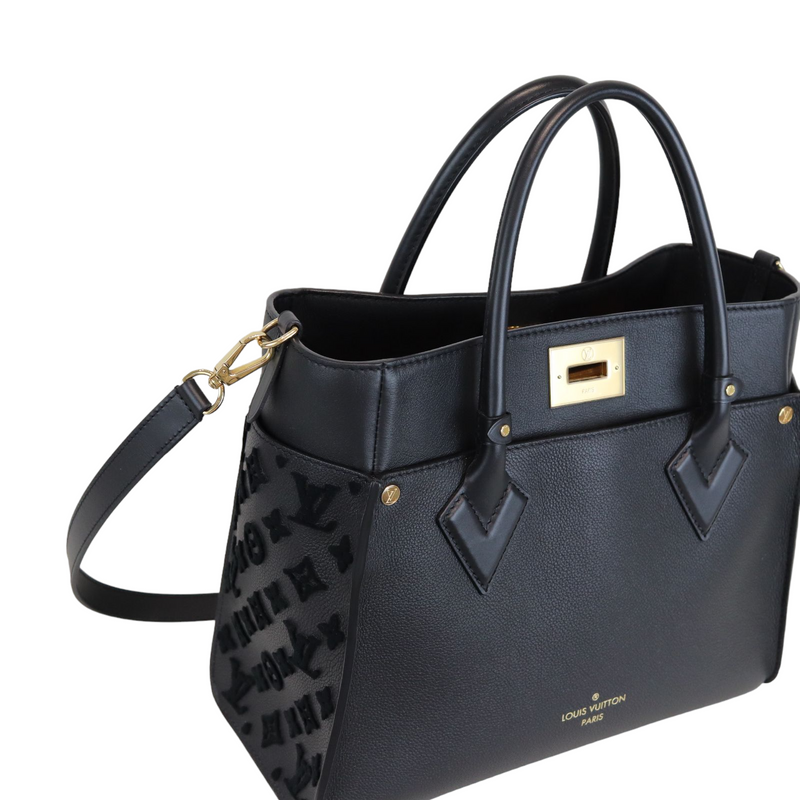 Louis Vuitton, Bags, Louis Vuitton On My Side Monogram Tufting Calfskin  Leather Black Tote