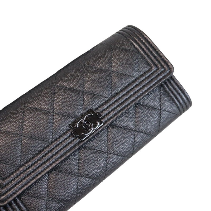 Chanel, So Black Caviar Boy Zip Wallet