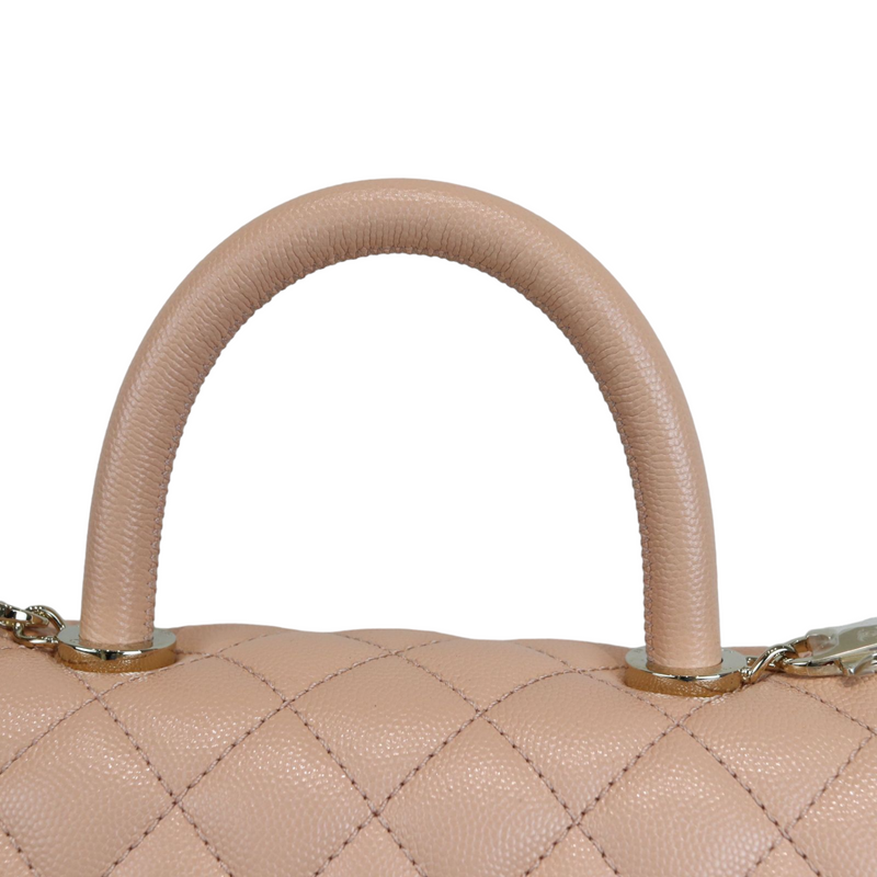 CHANEL Coco Handle Large Beige Caviar in Lizard Handle Brushed Gold Hardware  2017 - BoutiQi Bags