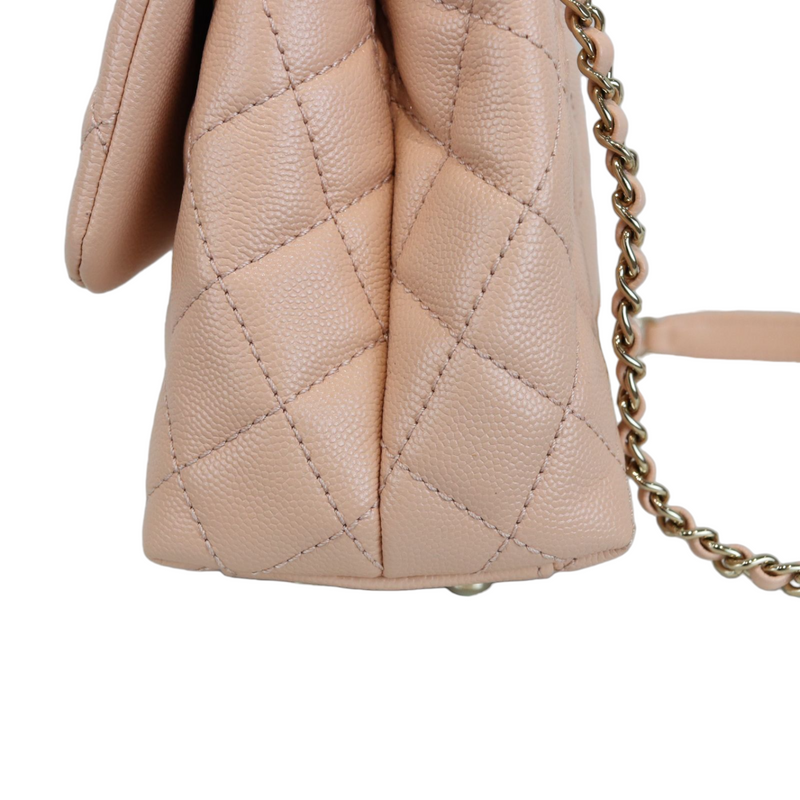 Chanel Mini/Small Coco Handle 21A Light Pink Quilted Caviar with light gold  hardware