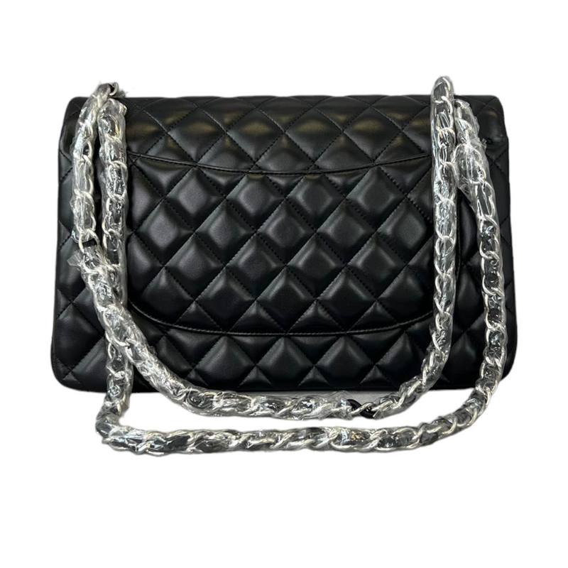 Chanel Black Smooth Lambskin Leather Multi Chains Large Boy Bag Chanel