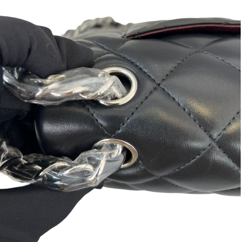 Lambskin Jumbo Double Flap Black SHW