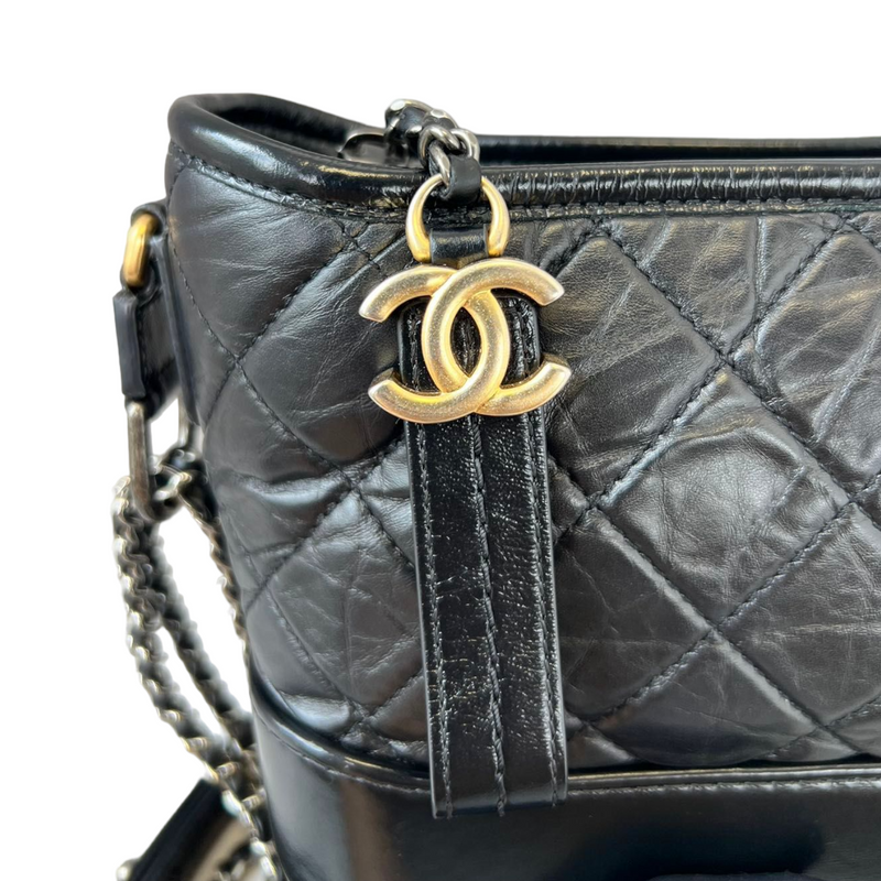 Chanel Gabrielle Hobo Quilted Aged Calfskin Small Black 4420211