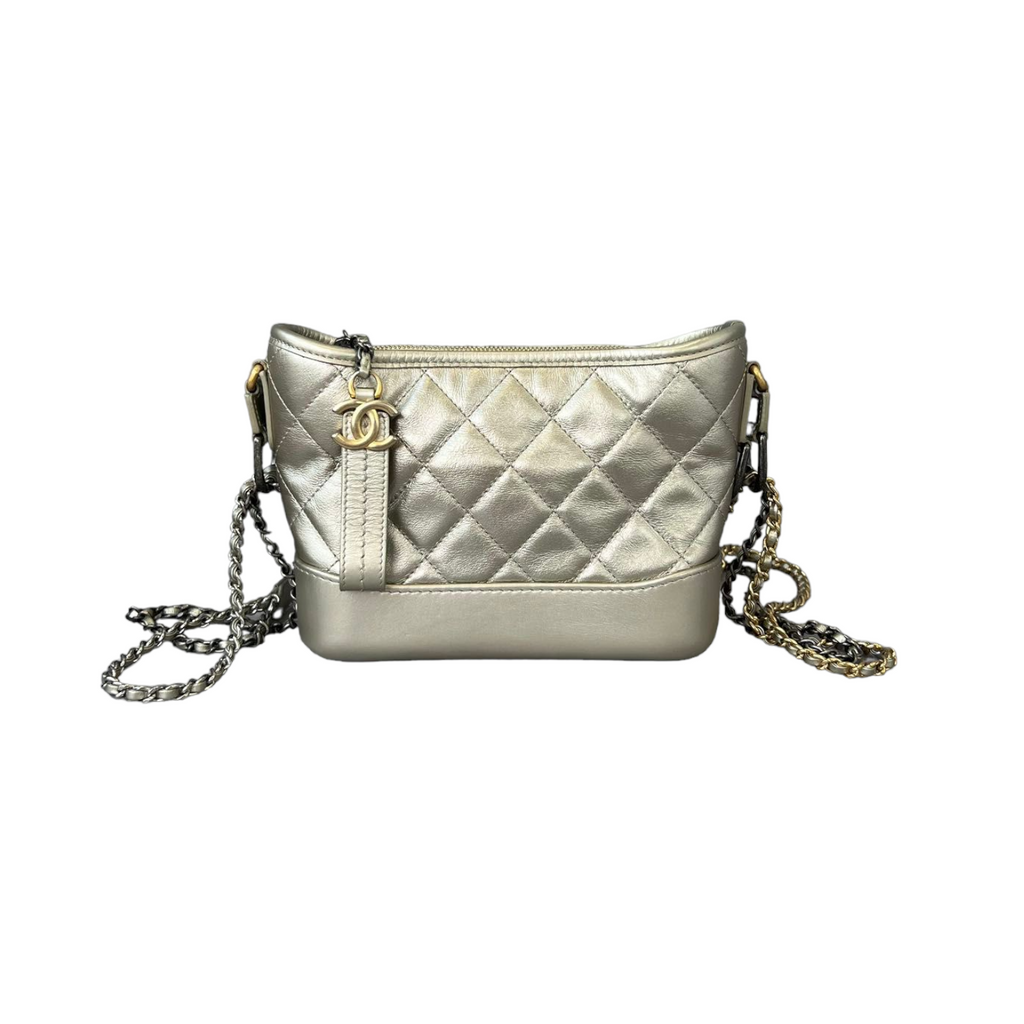 Gabrielle Hobo Small Metallic Pale Calfskin Gold MHW