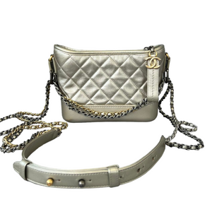 Gabrielle Hobo Small Metallic Pale Calfskin Gold MHW