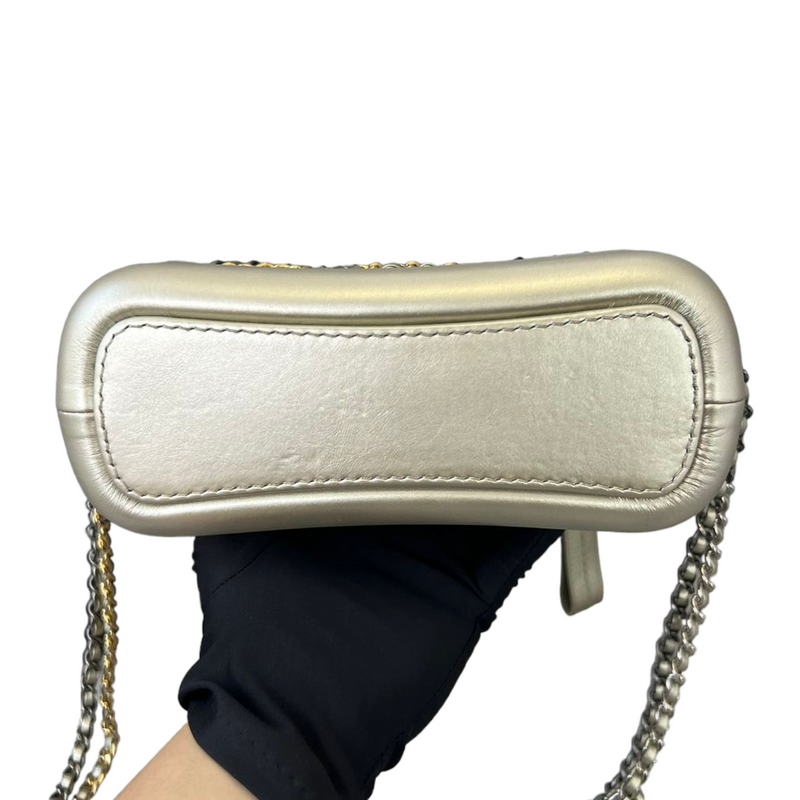 Gabrielle Hobo Small Metallic Pale Calfskin Gold MHW