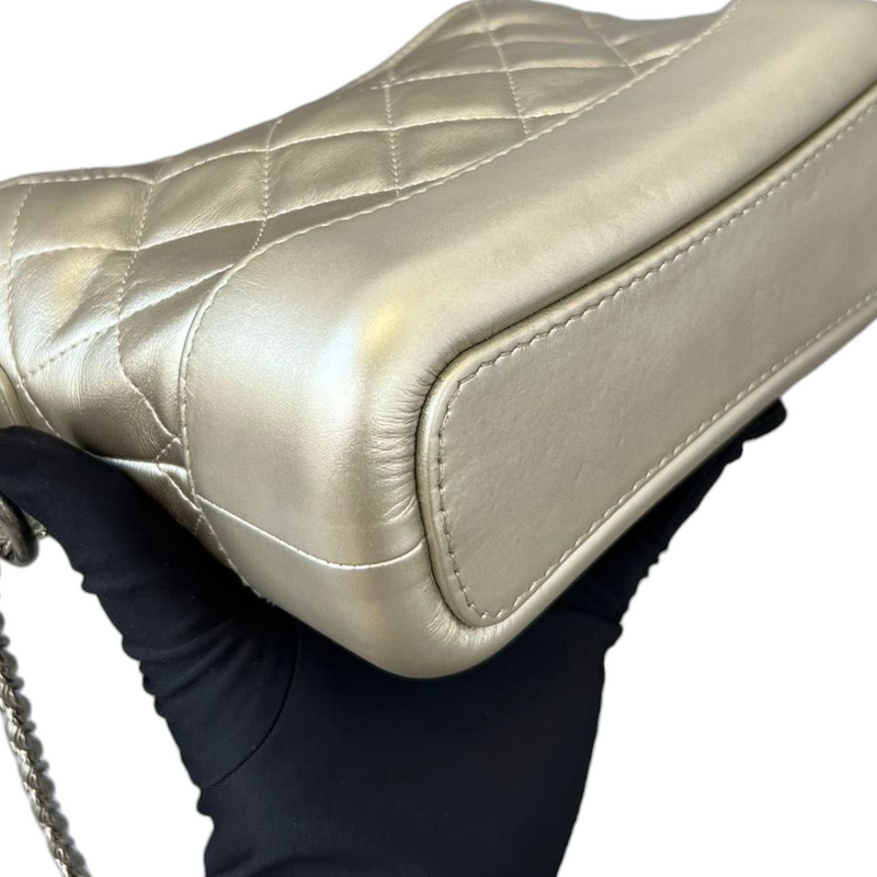 Gabrielle Hobo Small Metallic Pale Calfskin Gold MHW