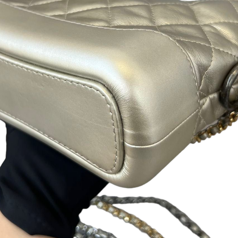 Gabrielle Hobo Small Metallic Pale Calfskin Gold MHW