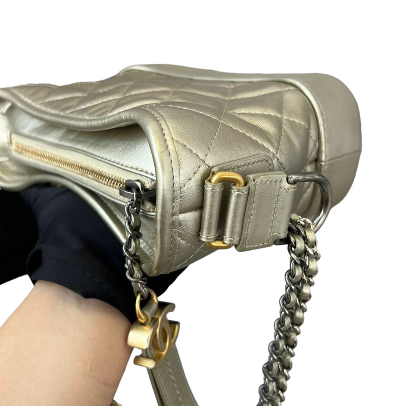 Gabrielle Hobo Small Metallic Pale Calfskin Gold MHW
