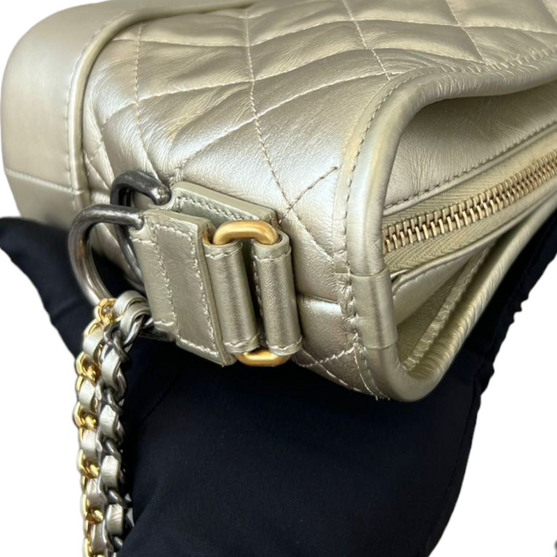 Chanel Gabrielle Hobo Bag Quilted Aged Calfskin Beige/Black in Aged  Calfskin/Smooth Calfskin with Gold-Tone/Silver-Tone/Ruthenium - US