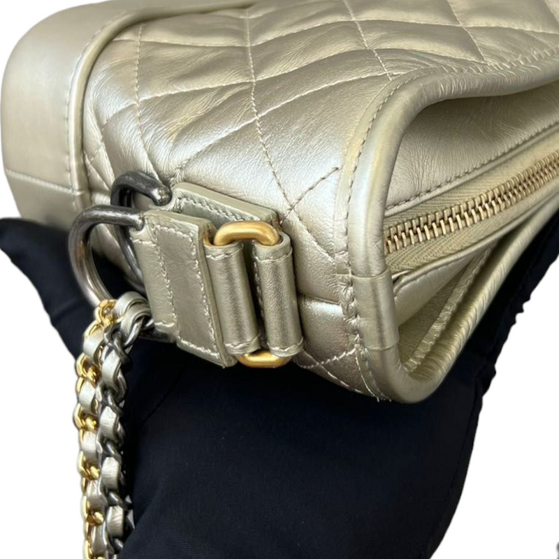 Gabrielle Hobo Small Metallic Pale Calfskin Gold MHW