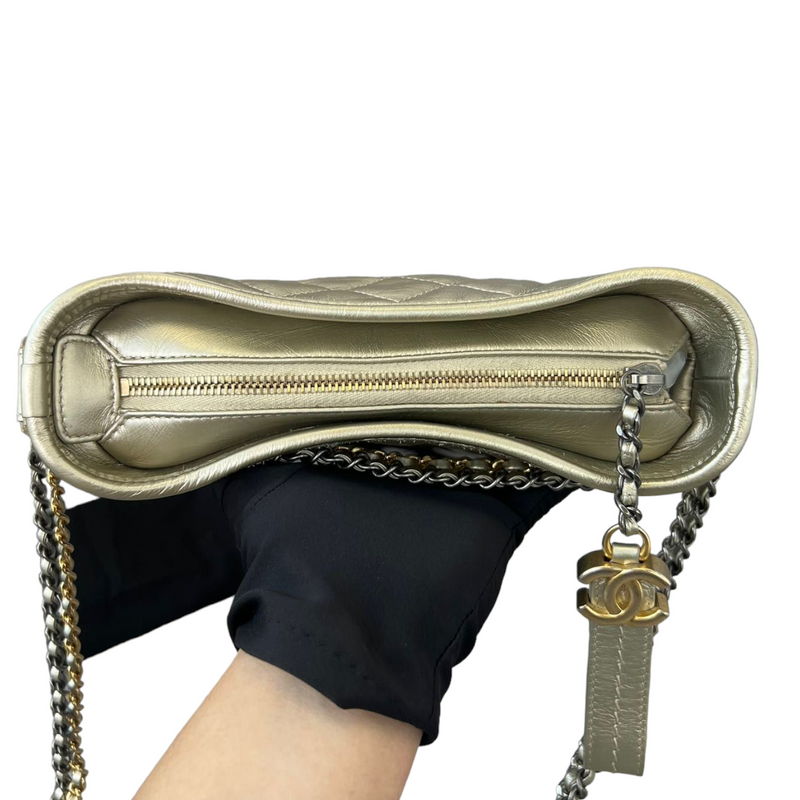 Gabrielle Hobo Small Metallic Pale Calfskin Gold MHW