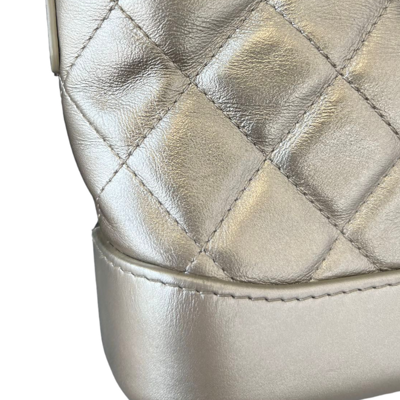 Gabrielle Hobo Small Metallic Pale Calfskin Gold MHW
