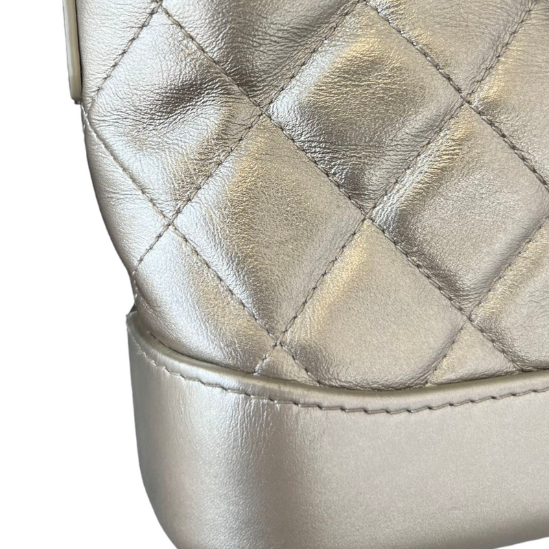 Chanel Small Gabrielle hobo bag with Top Handle Croc-embossed Calfskin