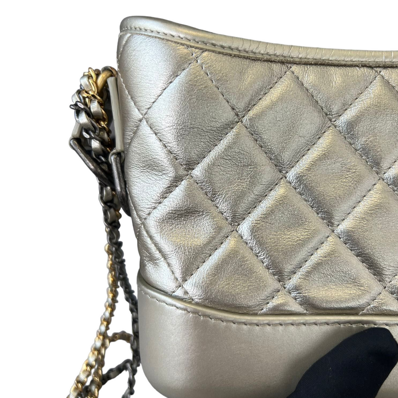 CHANEL Metallic Aged Calfskin Quilted Small Gabrielle Hobo Gold 1229012