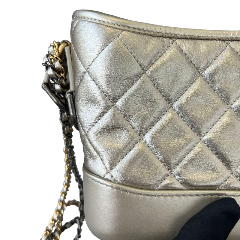 Gabrielle Hobo Small Metallic Pale Calfskin Gold MHW