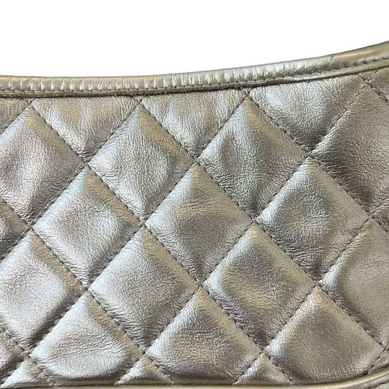 CHANEL Metallic Aged Calfskin Quilted Small Gabrielle Hobo Gold 1229012