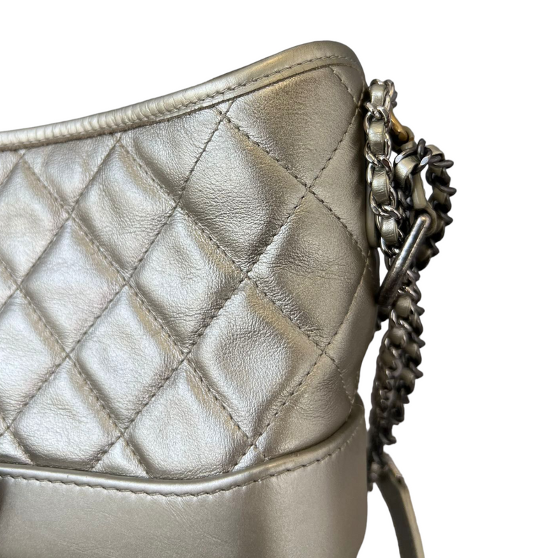 Gabrielle Hobo Small Metallic Pale Calfskin Gold MHW